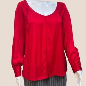 Beautiful Holiday Rich Red Silk Talbots Blouse